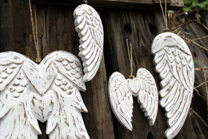 Doble alas de ángel y corazón hecho a mano - 15cm 2