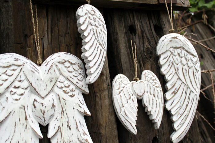 Doble alas de ángel y corazón hecho a mano - 15cm 2