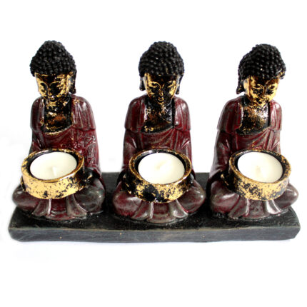 Buda antiguo - sostenedor de vela de tres devotos 1