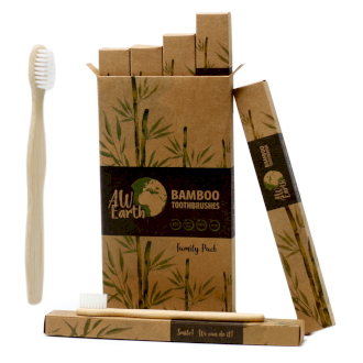 Cajas de 4 Cepillos de bambú-Blanco-2 Adultos 2Niños 1