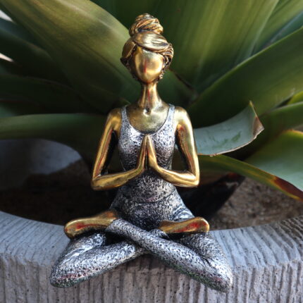 Yoga Lady Figure -  Bronze & Silver 24cm 2