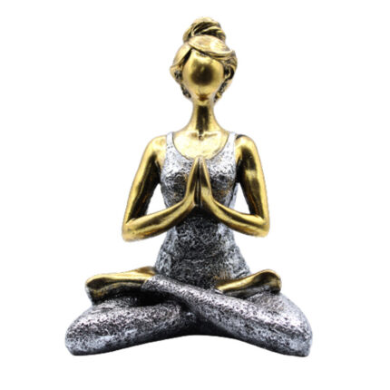 Yoga Lady Figure -  Bronze & Silver 24cm 1