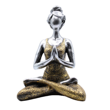 Yoga Lady Figure -  Silver & Gold 24cm 1