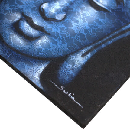 Cuadro de Buda - Detalle de Brocado en Azul 2
