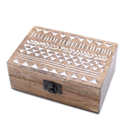 Caja de Madera Blanca - 6x4 Aztec Design 1