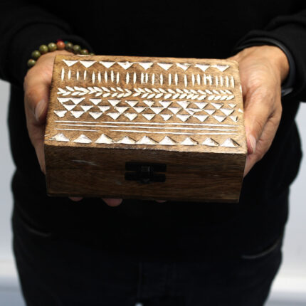 Caja de Madera Blanca - 6x4 Aztec Design 2