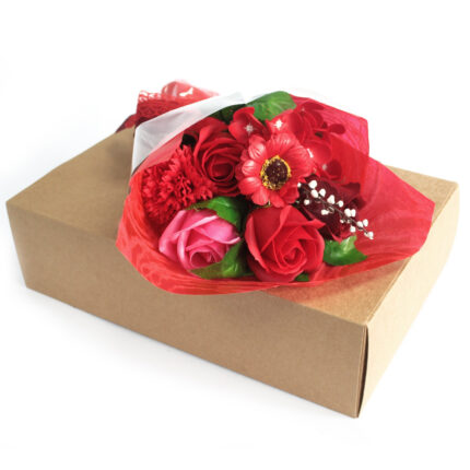 Bouquet flores jabón en caja - rojo 2
