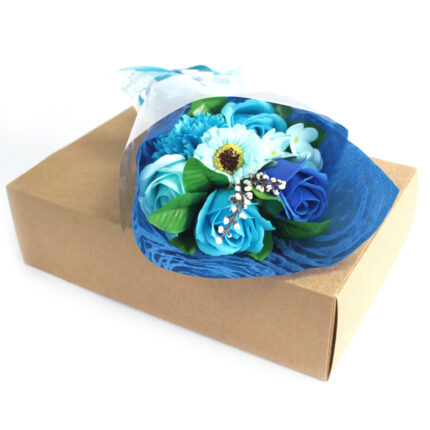 Bouquet flores jabón en caja - azul 2