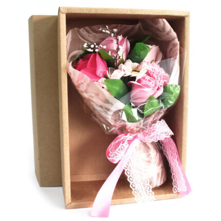 Bouquet flores jabón en caja - rosa 1