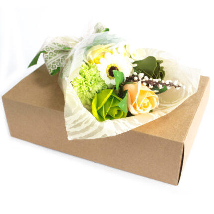 Bouquet flores jabón en caja - verde 2