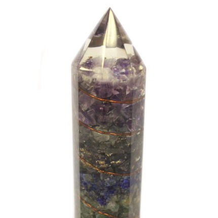 Orgonite-Agua- 15 cm tallada con Cobre y Gemas 2