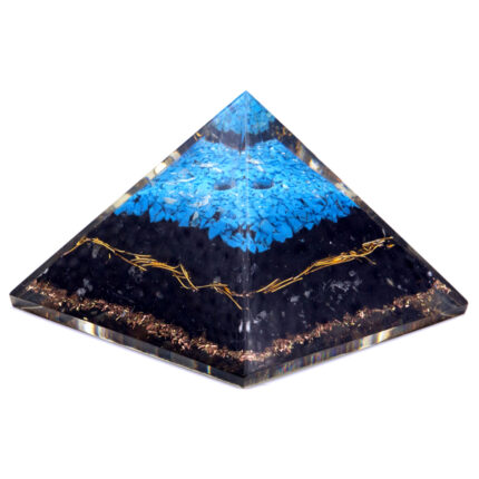 Pirámide de Orgonita Lrg 70mm - Gemas Chakra - Turquesa y Turmalina Negra - 70 mm 1