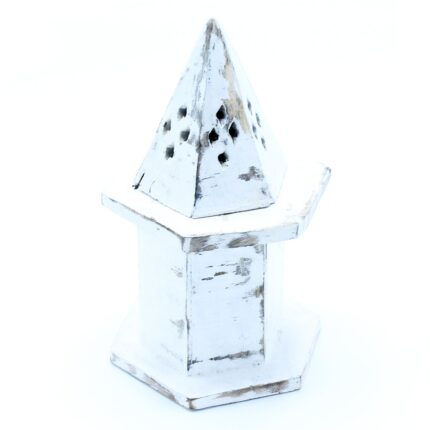 Porta Incienso Acabado en Blanco - Mini Casa Pirámide 1