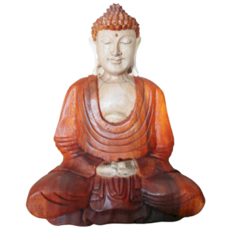 Estatua de Buda Tallada a Mano - 30cm Manos Abajo 1