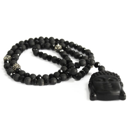 Buda / piedra negra - collar de piedras preciosas 1