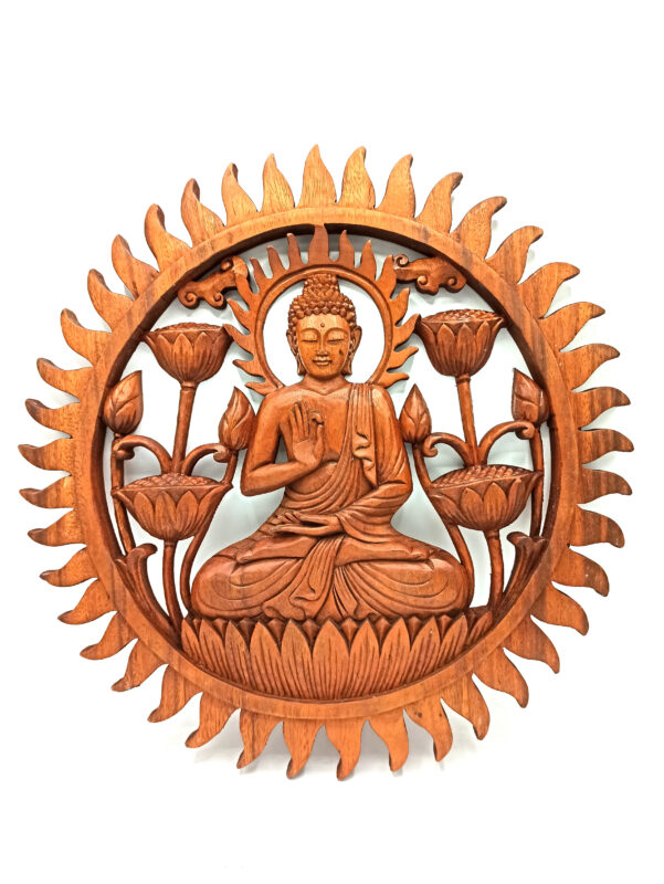 Panel de madera de Buddha y Lotus - 40cm 1