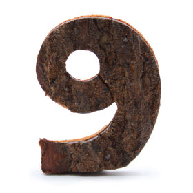 Número de corteza rústica - "9" (12) - Pequeño 7cm 1
