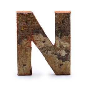 Letra de Corteza Rústica - "N" (12) - Pequeña 7cm 1