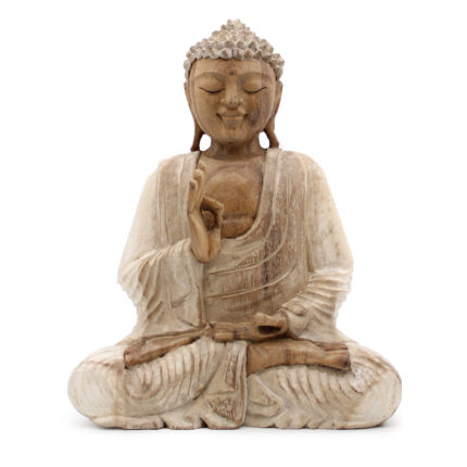 Estatua de Buda blanqueada - 30 cm Transmisión de enseñanza 1