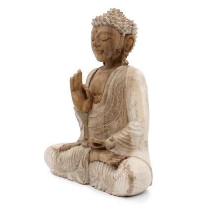 Estatua de Buda blanqueada - 30 cm Transmisión de enseñanza 2