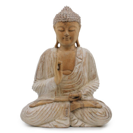 Estatua de Buda blanqueada - 40 cm Transmisión de enseñanza 1