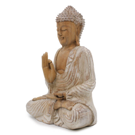 Estatua de Buda blanqueada - 40 cm Transmisión de enseñanza 2