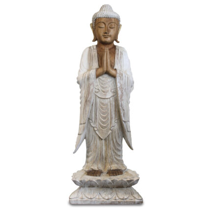 Estatua de Buda en pie - Encalado - 1m Bienvenida 1