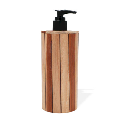 Dispensador de jabón de madera de teca natural - Redondo 1