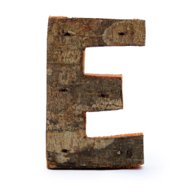 Letra de Corteza Rústica - "E" (12) - Pequeña 7cm 1