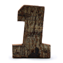 Número de corteza rústica - "1" (12) - Pequeño 7cm 1