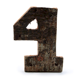 Número de corteza rústica - "4" (12) - Pequeño 7cm 1