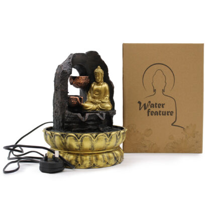 Fuente de agua de sobremesa - 30 cm - Buda dorado meditando 2