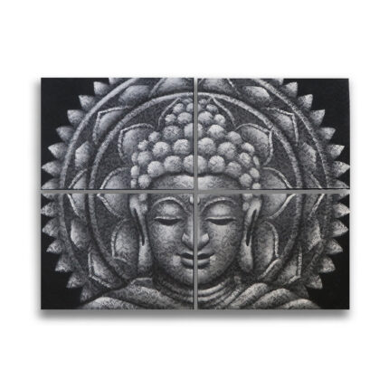 Detalle de Brocado de Mandala de Buda Gris 30x40cm x 4 1