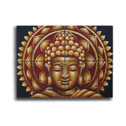 Detalle de Brocado de Mandala de Buda Dorado30x40cm x 4 1